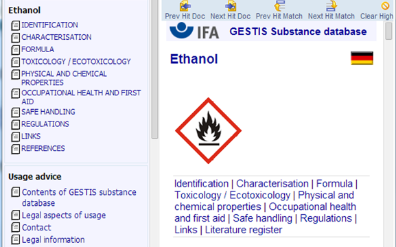 GESTIS Hazardous Substance Database