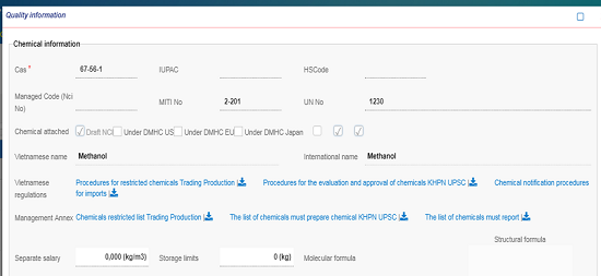 Vietnam National Chemical Inventory